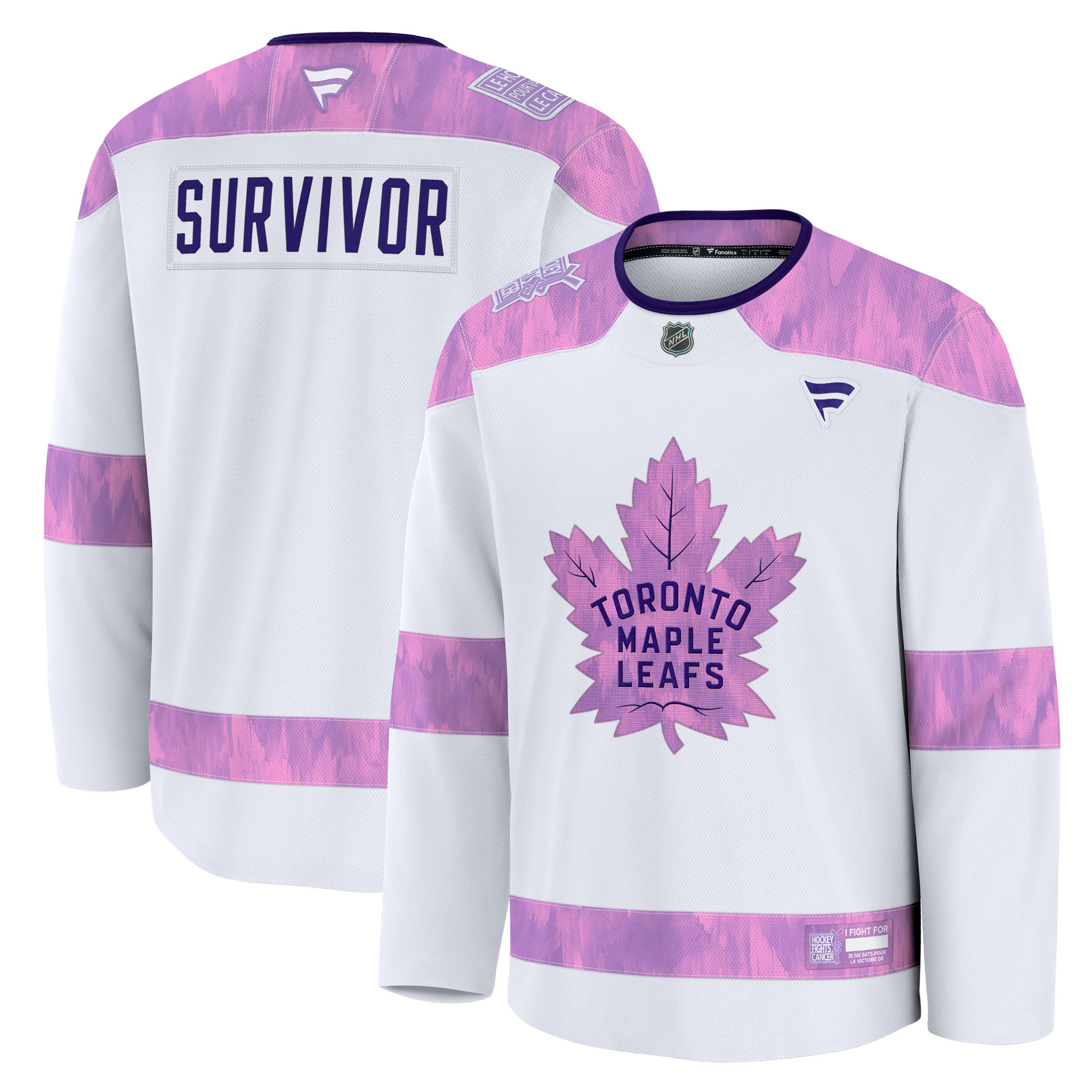Men’s Fanatics White Toronto Maple Leafs Hockey Fights Cancer Survivor Practice Jersey Men’s Fanatics White Toronto Maple Leafs Hockey Fights Cancer Survivor Practice Jersey