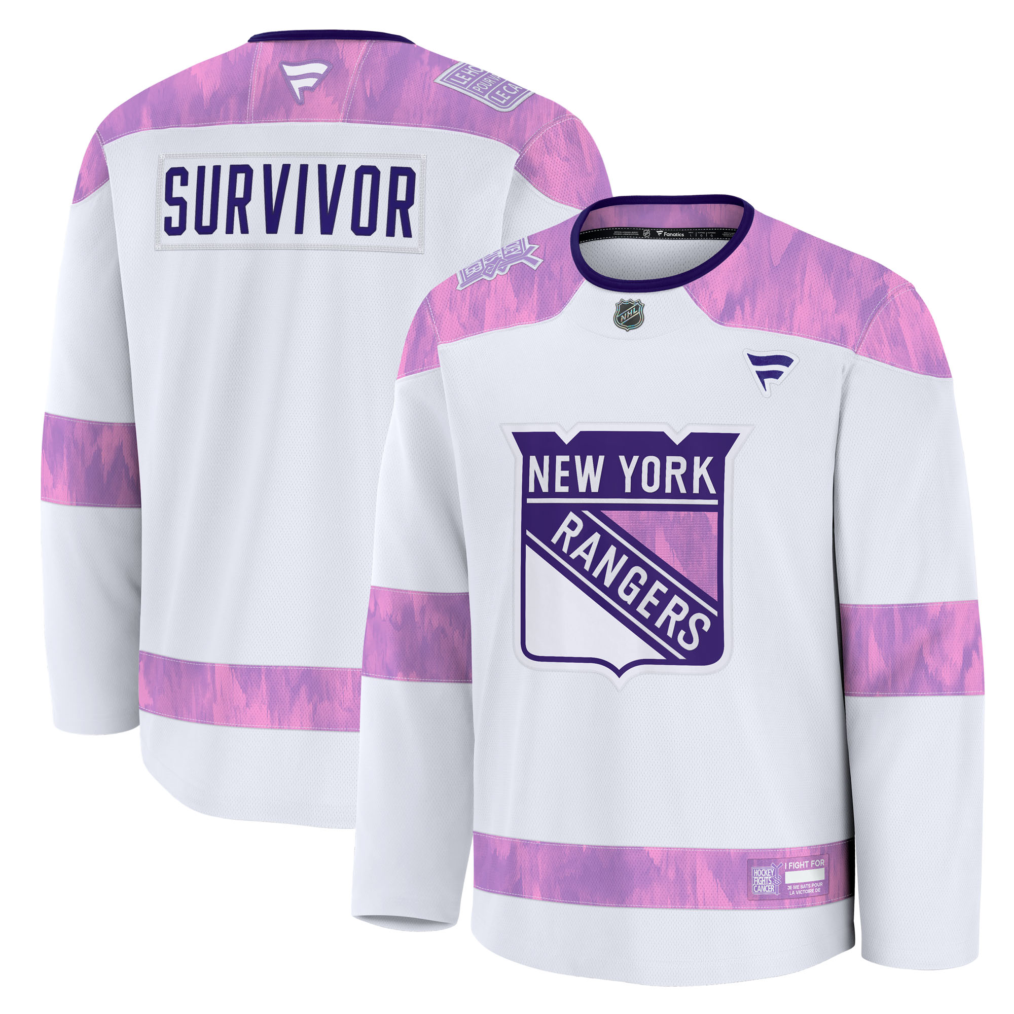 Men’s Fanatics White New York Rangers Hockey Fights Cancer Survivor Practice Jersey Men’s Fanatics White New York Rangers Hockey Fights Cancer Survivor Practice Jersey