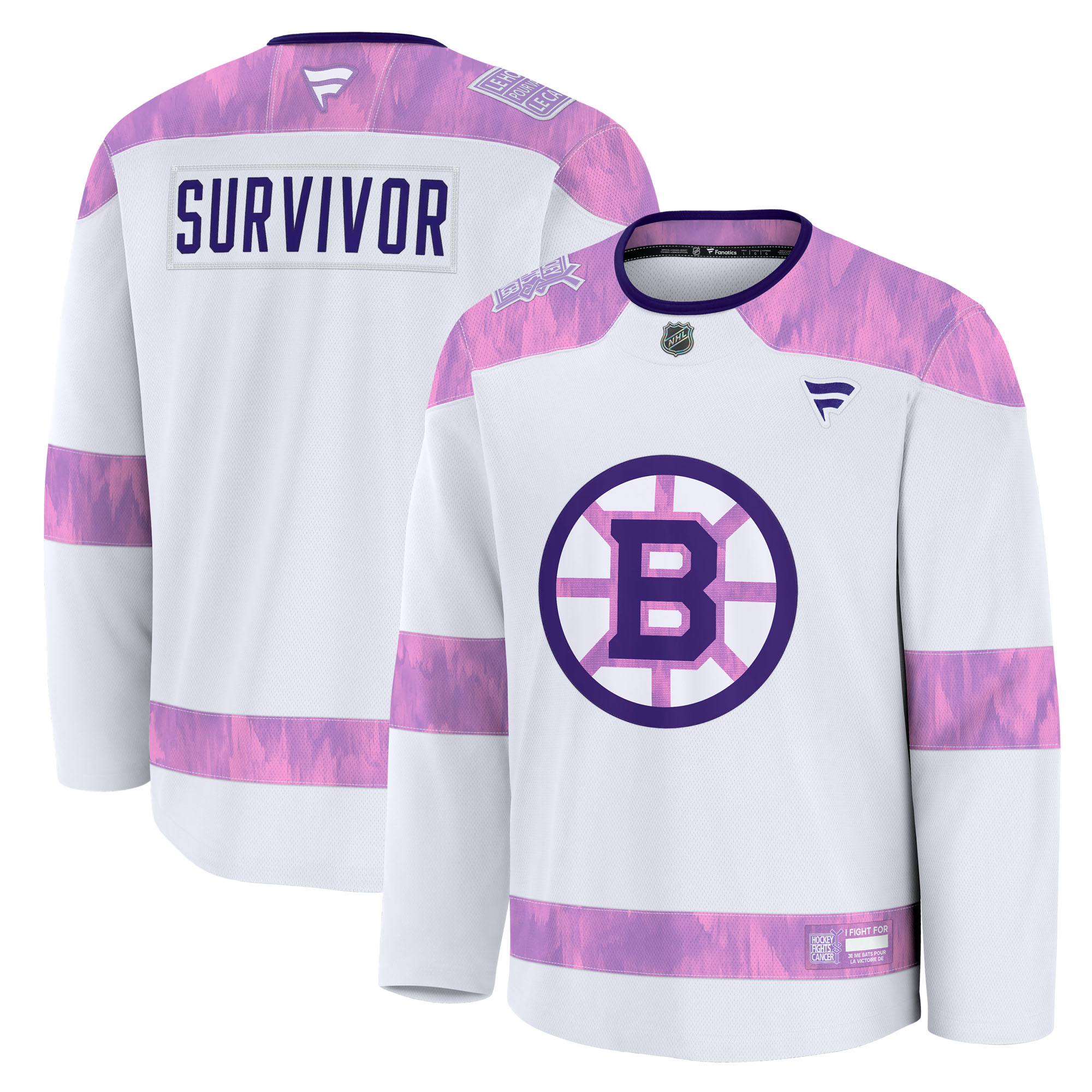 Men’s Fanatics White Boston Bruins Hockey Fights Cancer Survivor Practice Jersey Men’s Fanatics White Boston Bruins Hockey Fights Cancer Survivor Practice Jersey