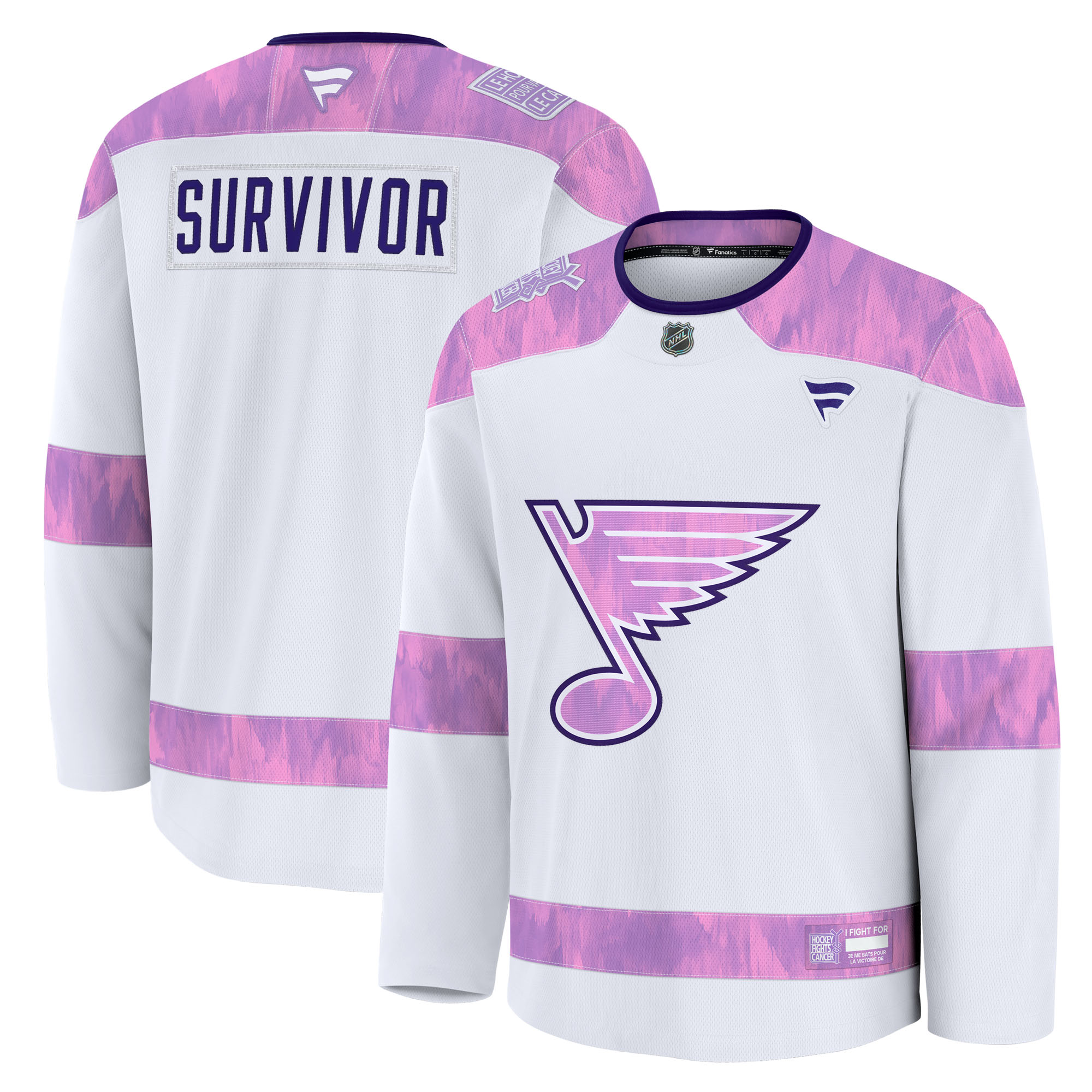Men’s Fanatics White St. Louis Blues Hockey Fights Cancer Survivor Practice Jersey Men’s Fanatics White St. Louis Blues Hockey Fights Cancer Survivor Practice Jersey