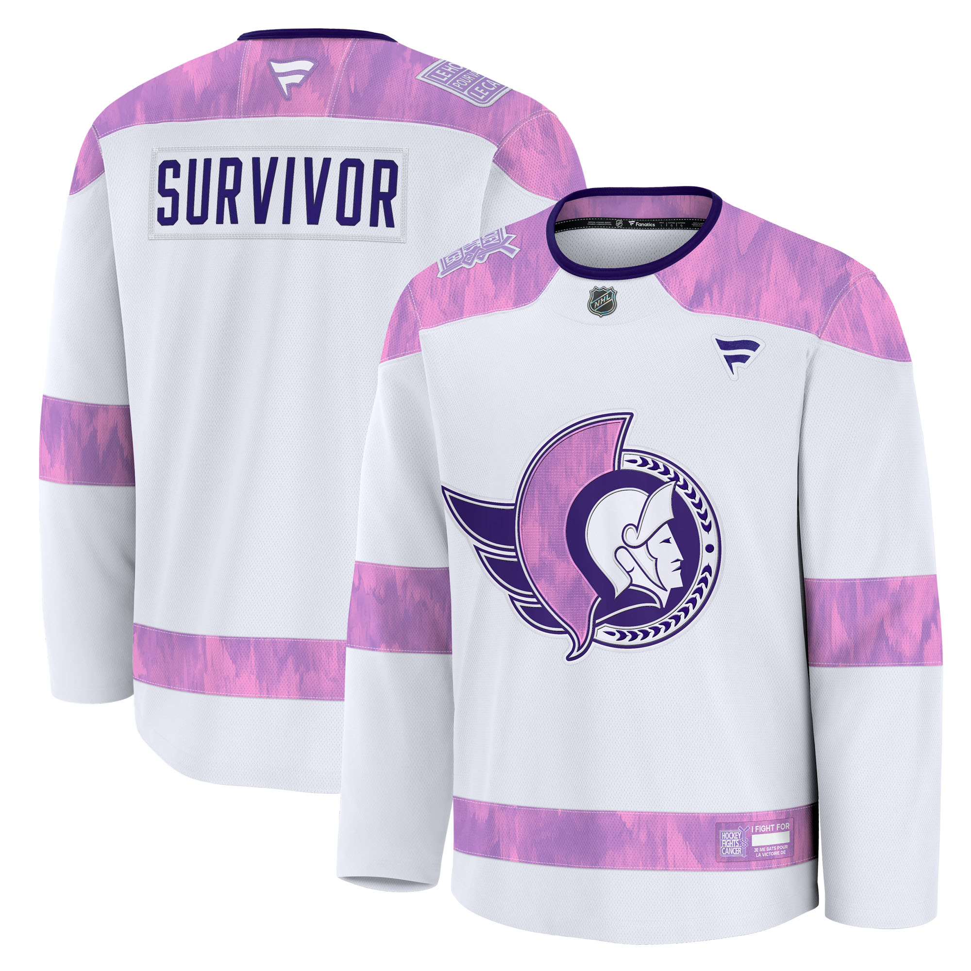 Men’s Fanatics White Ottawa Senators Hockey Fights Cancer Survivor Practice Jersey Men’s Fanatics White Ottawa Senators Hockey Fights Cancer Survivor Practice Jersey
