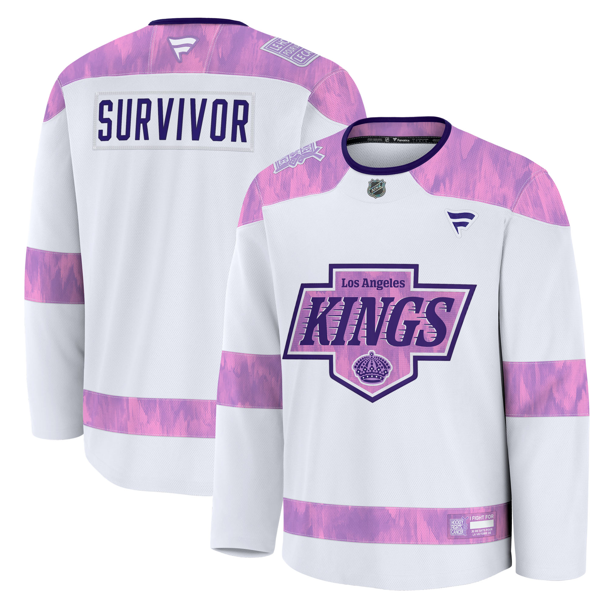 Men’s Fanatics White Los Angeles Kings Hockey Fights Cancer Survivor Practice Jersey Men’s Fanatics White Los Angeles Kings Hockey Fights Cancer Survivor Practice Jersey
