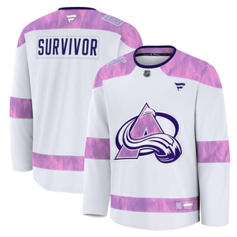 Men's Fanatics White Colorado Avalanche Hockey Fights Cancer Survivor Practice Jersey