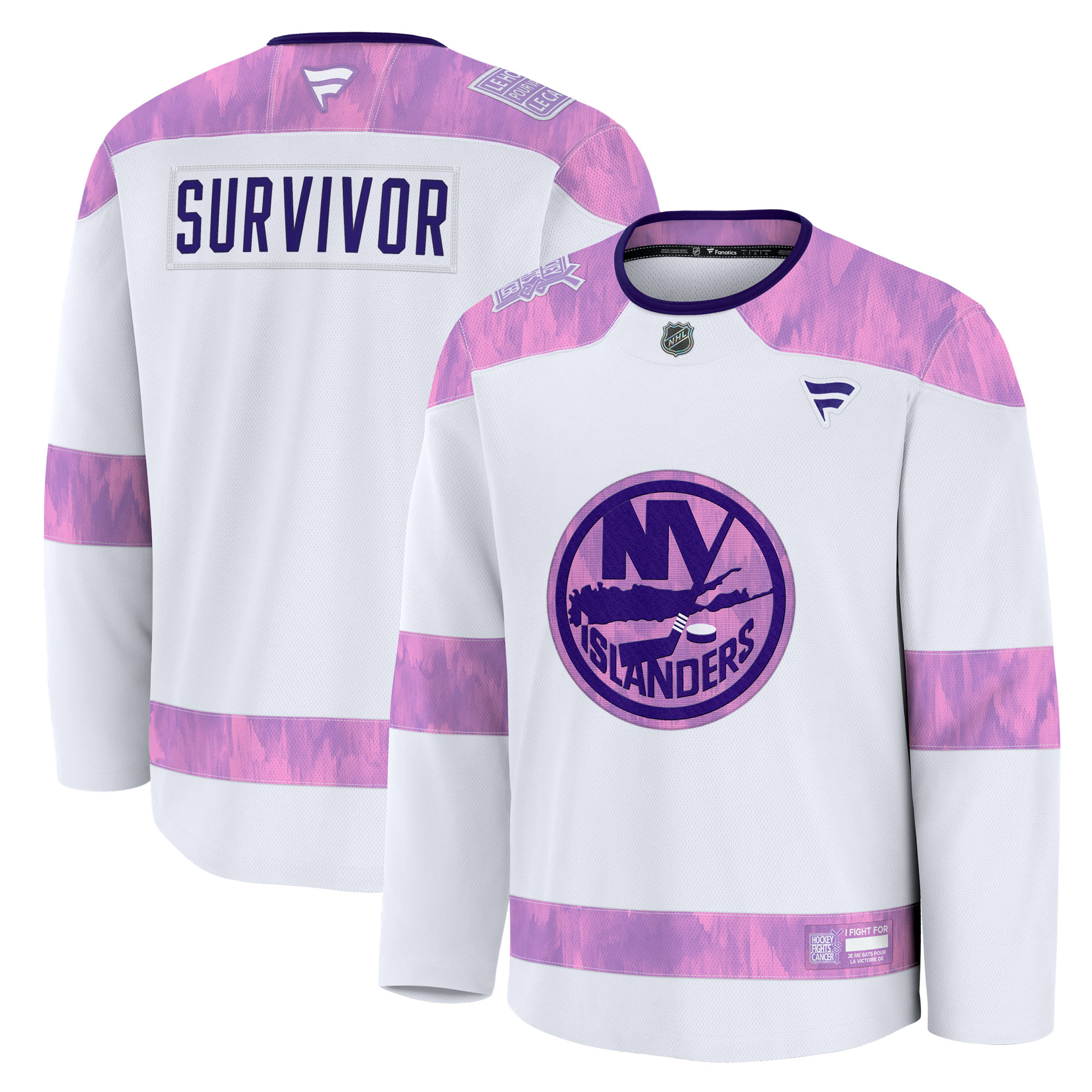 Men’s Fanatics White New York Islanders Hockey Fights Cancer Survivor Practice Jersey Men’s Fanatics White New York Islanders Hockey Fights Cancer Survivor Practice Jersey