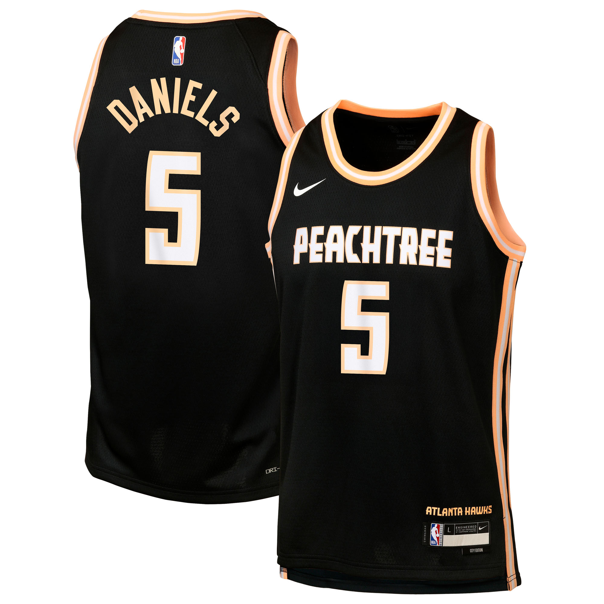 Camiseta Nike Swingman edición City 2025/26 de los Atlanta Hawks - Negra - Dyson Daniels - Juvenil