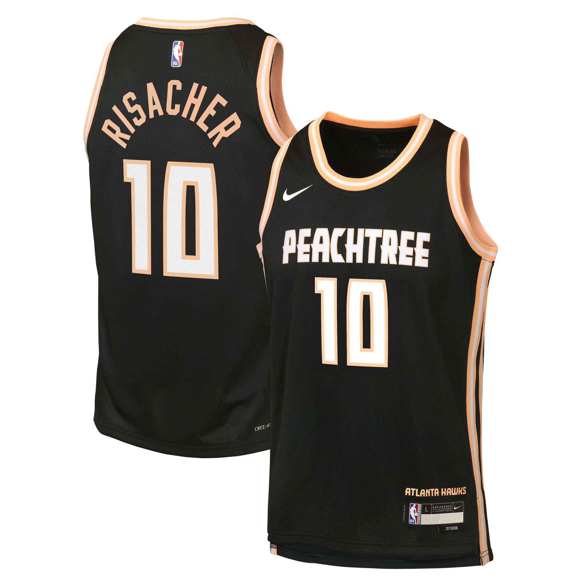 Camiseta Nike Swingman edición City 2025/26 de los Atlanta Hawks - Negra - Zaccharie Risacher - Juvenil