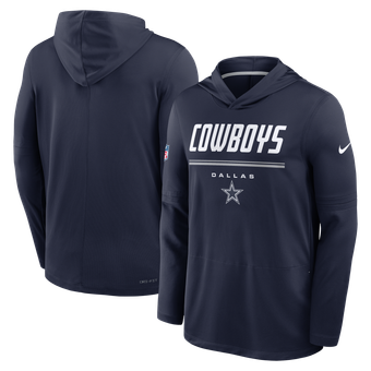 Men's Nike Navy Dallas Cowboys Sideline Game On Lightweight Long Sleeve Hooded Dri-FIT Top
