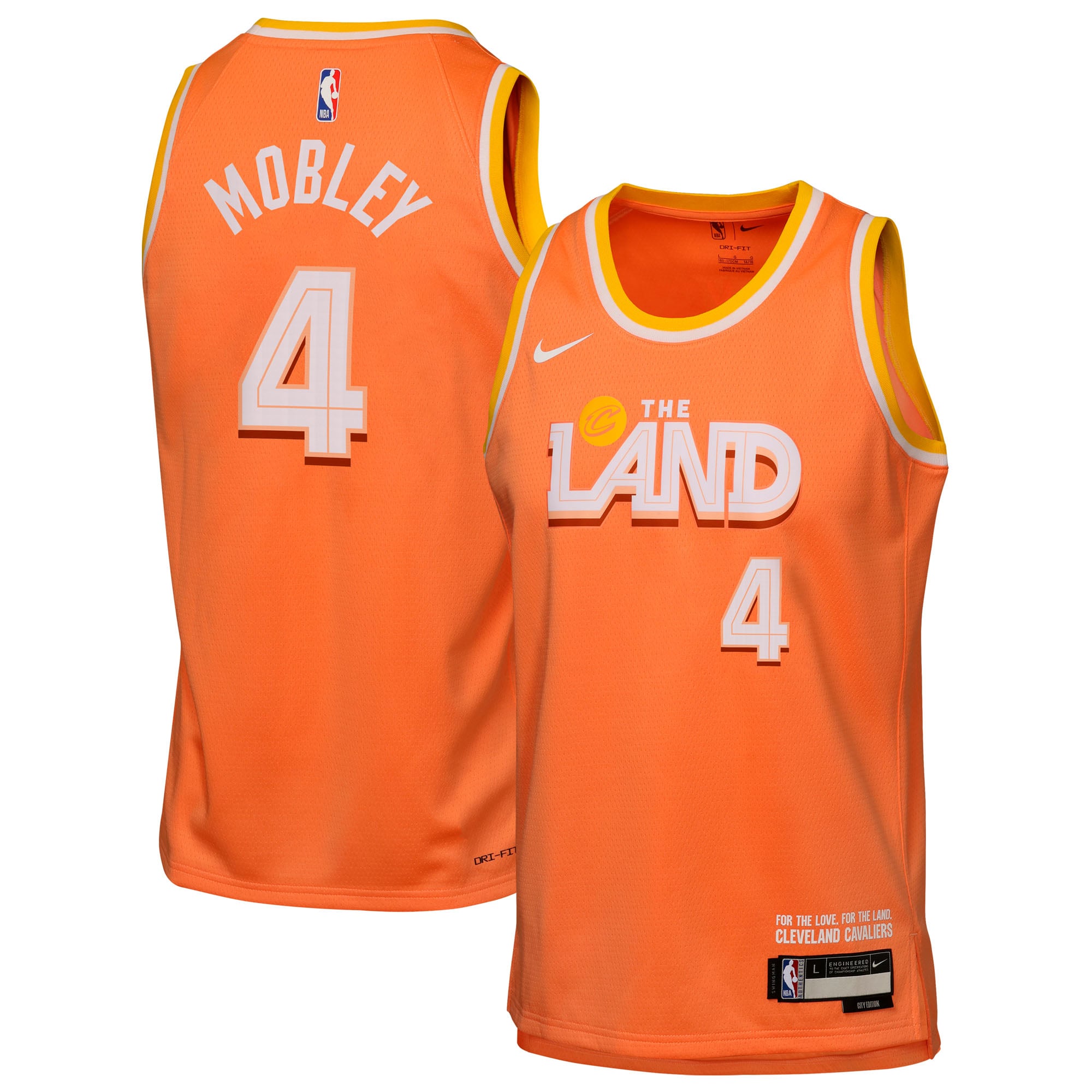 Camiseta Nike City Edition Swingman de los Cleveland Cavaliers 2025/26 - Naranja - Evan Mobley - Juvenil
