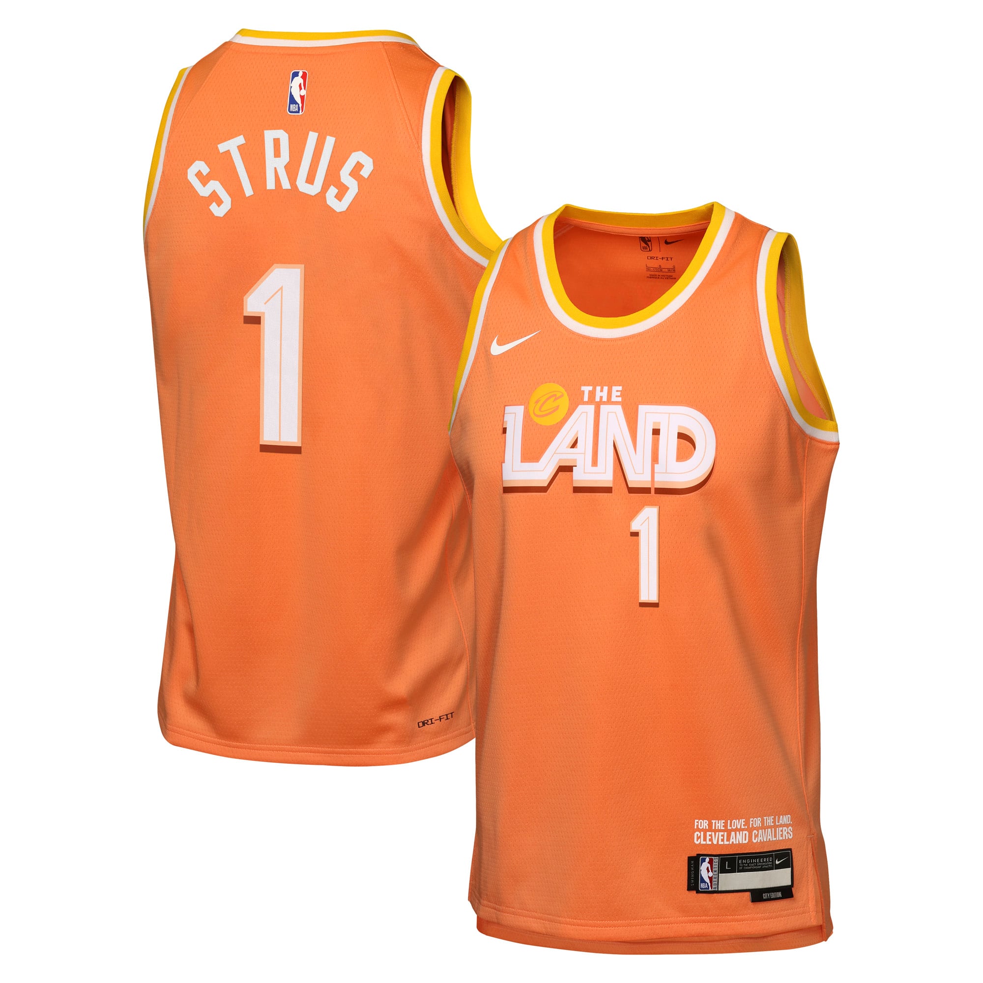 Camiseta Nike City Edition Swingman de los Cleveland Cavaliers 2025/26 - Naranja - Max Strus - Juvenil