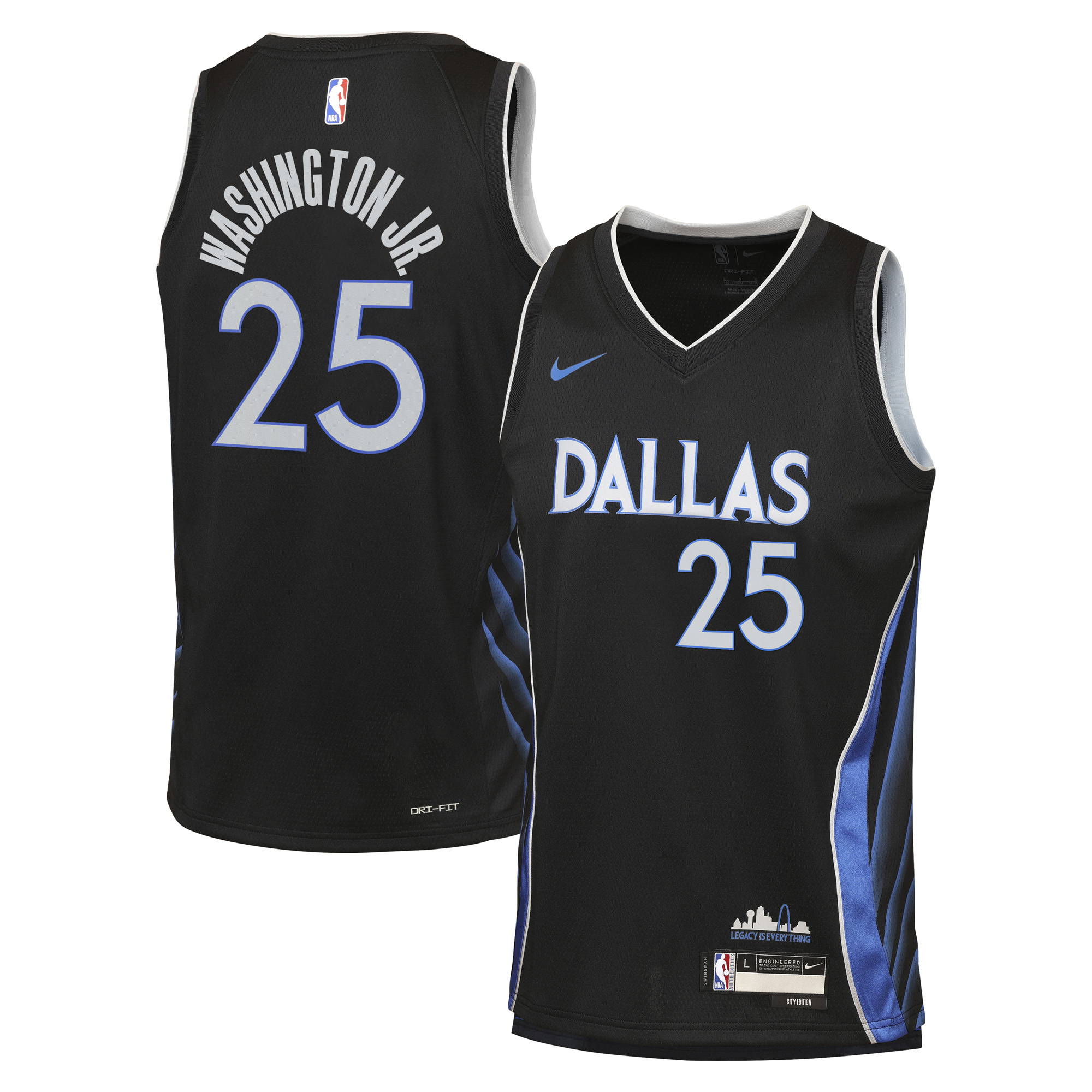 Camiseta Nike City Edition Swingman de los Dallas Mavericks 2025/26 - Negra - P.J. Washington Jr. - Juvenil