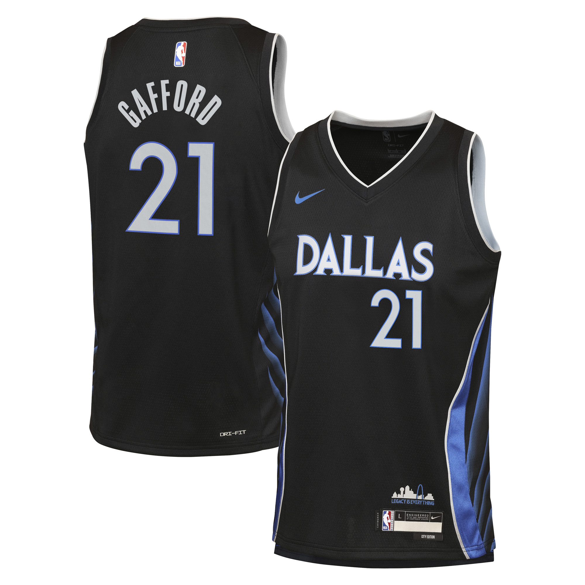 Camiseta Nike Swingman Edición Ciudad 2025/26 de los Dallas Mavericks - Personalizada - Daniel Gafford - Juvenil