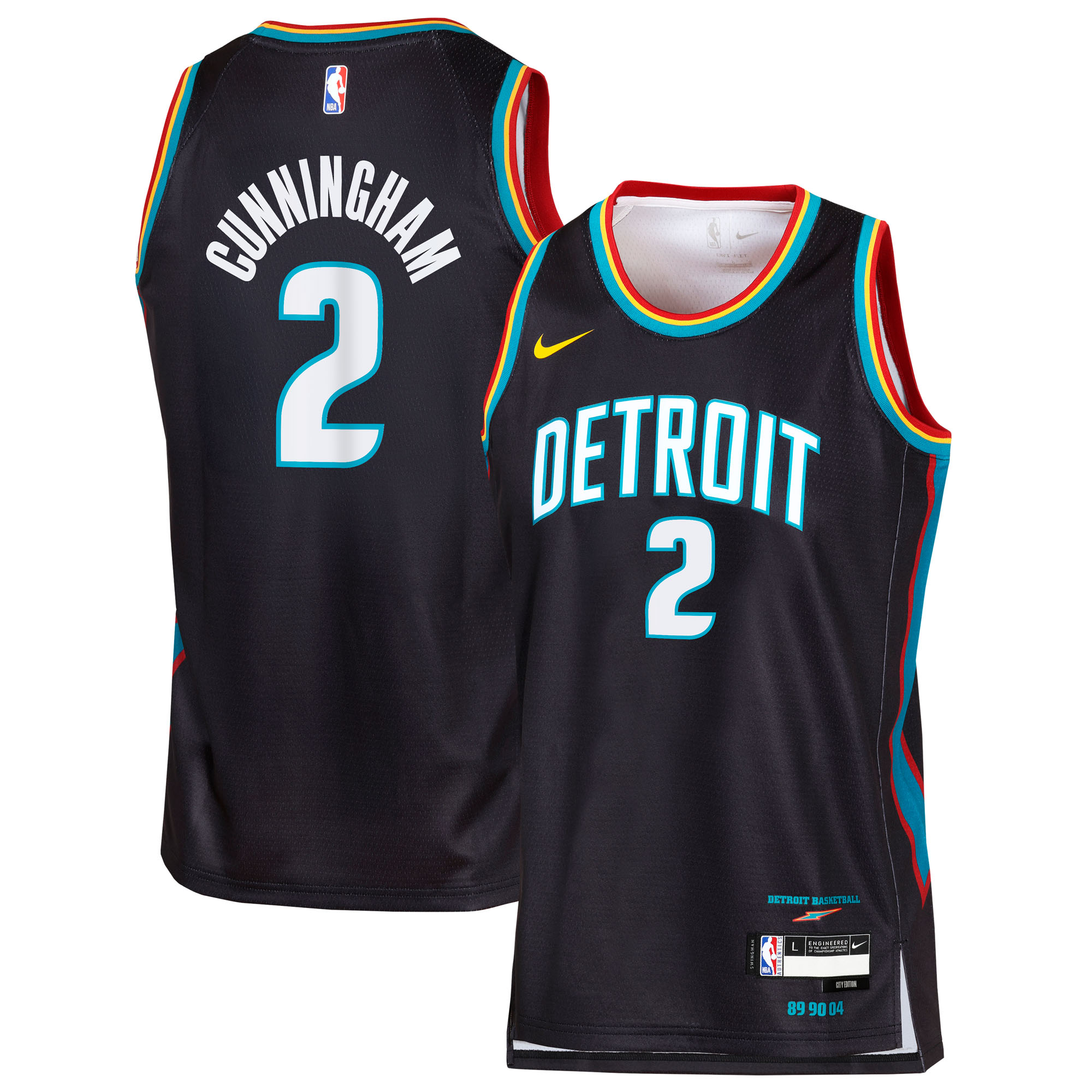Camiseta Nike City Edition Swingman de los Detroit Pistons 2025/26 - Personalizada - Cade Cunningham - Juvenil