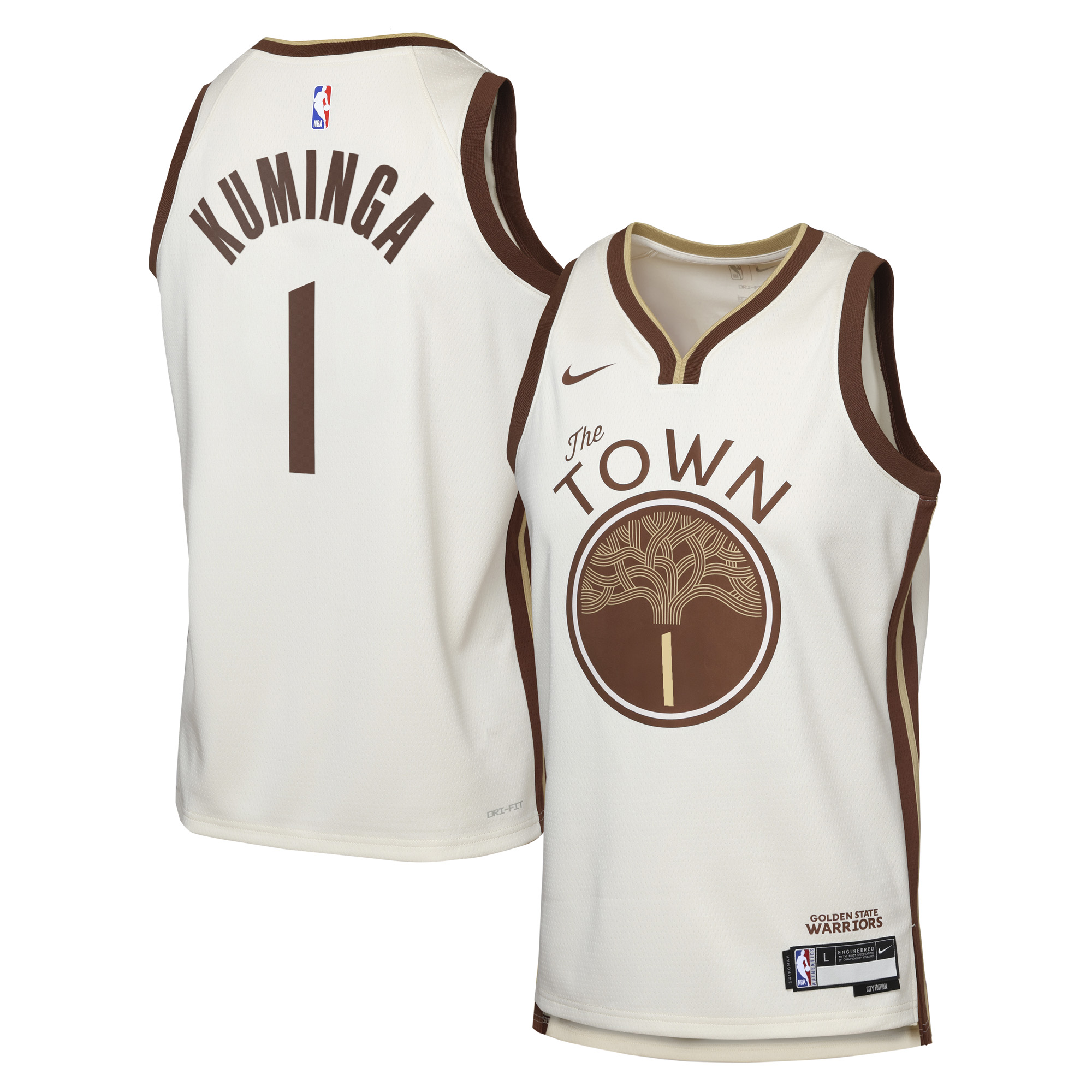 Camiseta Nike Swingman Edición Ciudad 2025/26 de los Golden State Warriors - Personalizada - Jonathan Kuminga - Juvenil