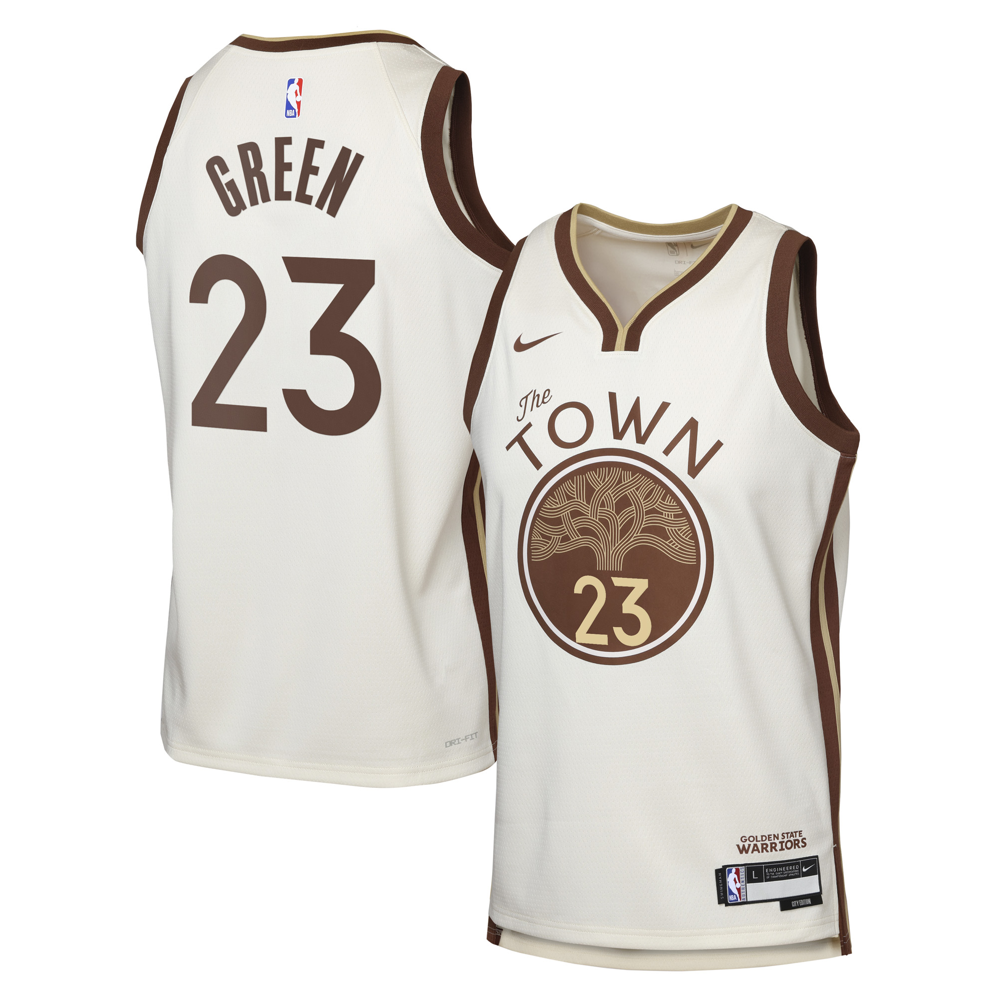 Camiseta Nike Swingman Edición Ciudad 2025/26 de los Golden State Warriors - Beige - Draymond Green - Juvenil