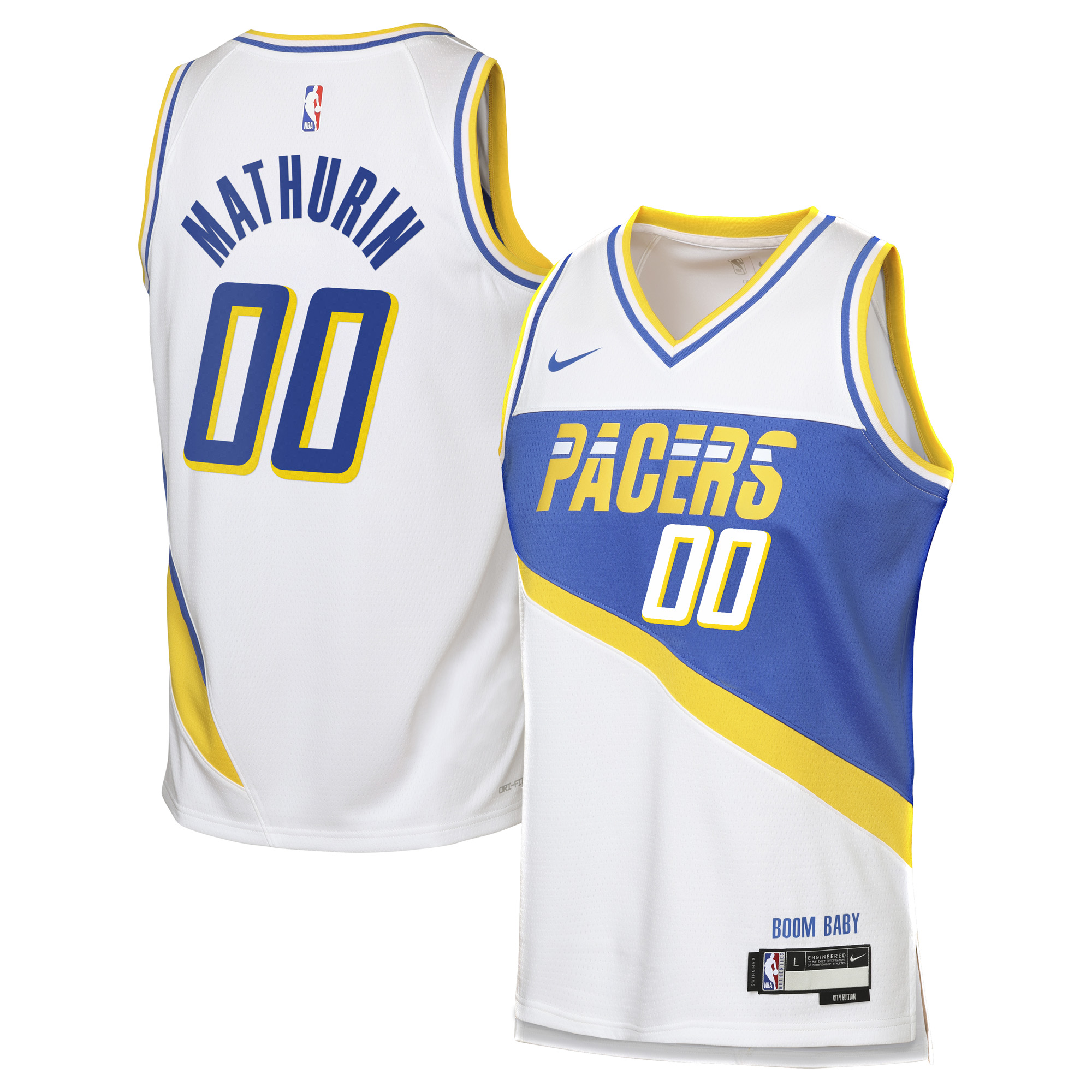 Camiseta Nike City Edition Swingman de los Indiana Pacers 2025/26 - Personalizada - Benedict Mathurin - Juvenil