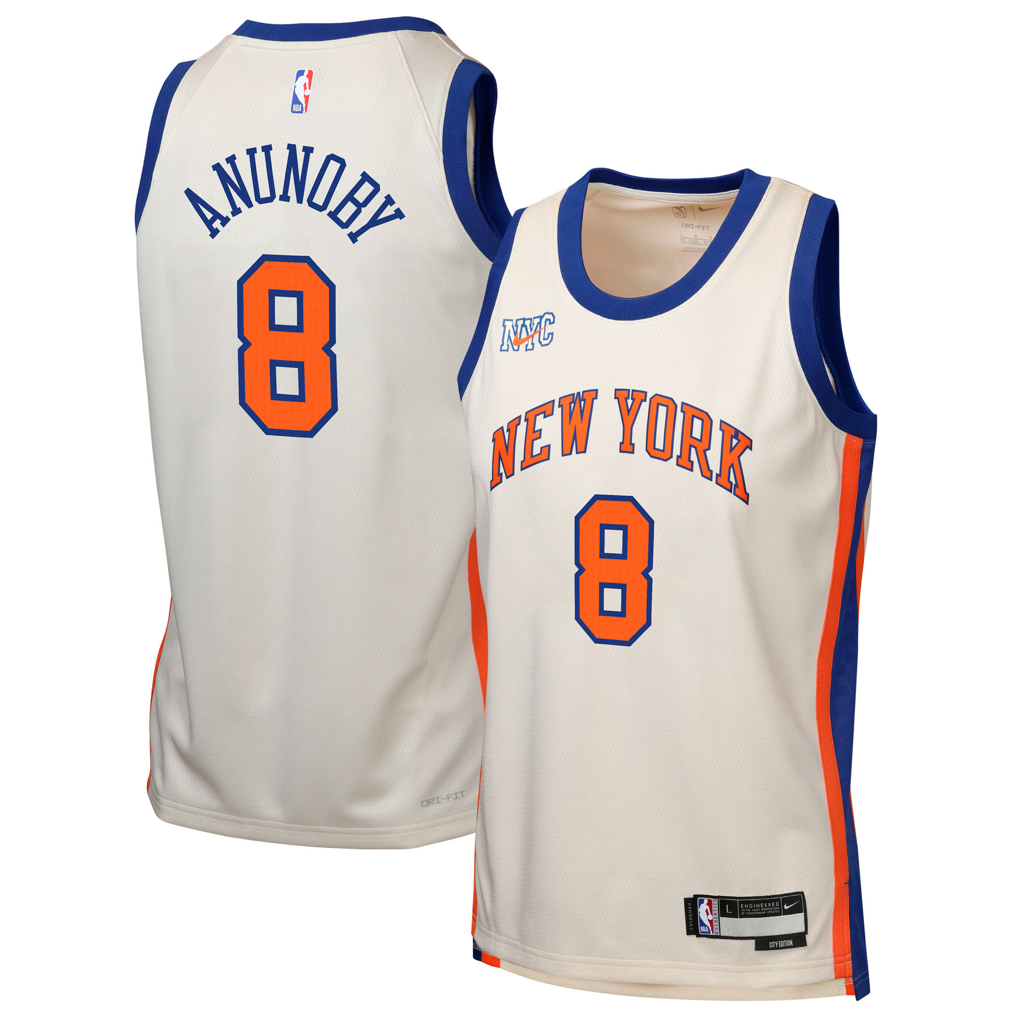 New York Knicks Nike 2025/26 City Edition Swingman Jersey - White - OG Anunoby - Youth
