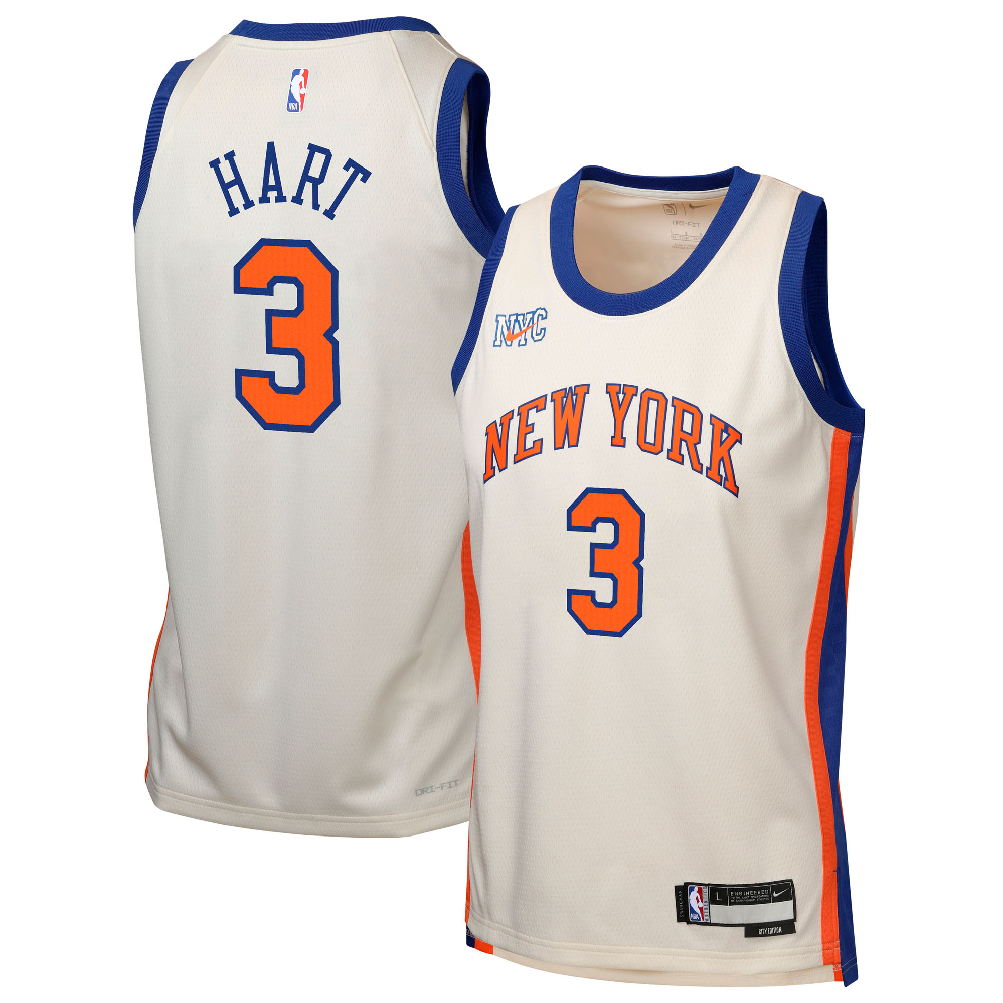 New York Knicks Nike City Edition Swingman-Trikot 2025/26 – Individuell gestaltet – Josh Hart – Jugend