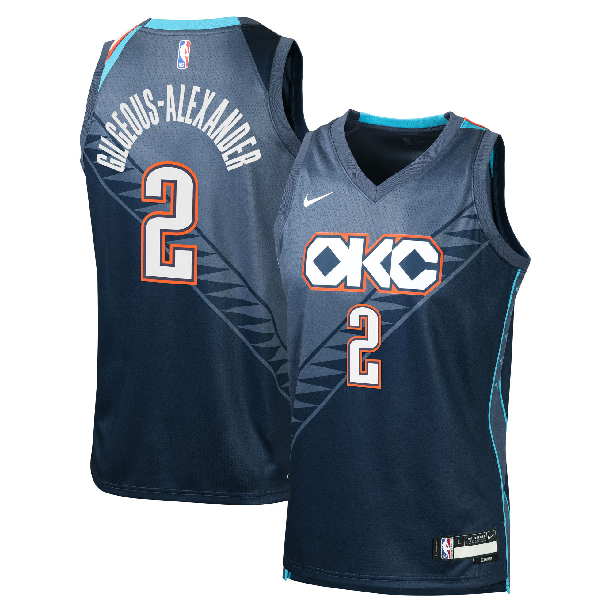 Camiseta Nike City Edition Swingman de los Oklahoma City Thunder, temporada 2025/26 - Gris - Shai Gilgeous-Alexander - Juvenil