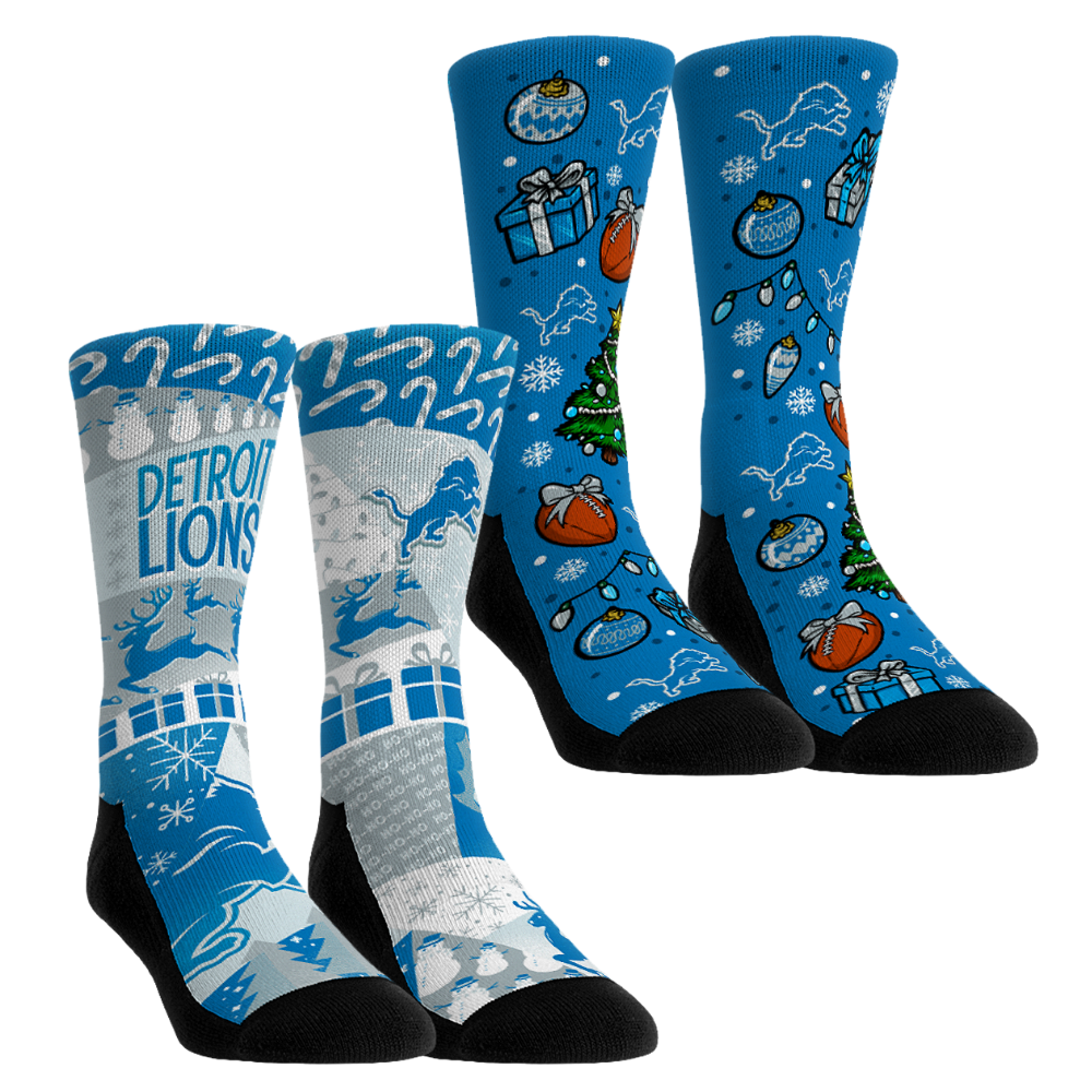 Unisex Rock Em Socks Detroit Lions Holiday Remix Crew Socks Two-Pack