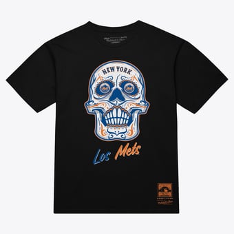 Women's Mitchell & Ness  Black New York Mets Sugar Skull Boxy T-Shirt