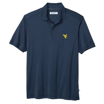 Men's Tommy Bahama Navy West Virginia Mountaineers IslandZone Bay Stripe Polo