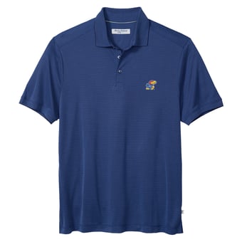 Men's Tommy Bahama Royal Kansas Jayhawks IslandZone Bay Stripe Polo
