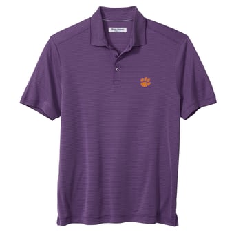 Men's Tommy Bahama Purple Clemson Tigers IslandZone Bay Stripe Polo