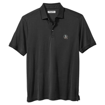 Men's Tommy Bahama Black Florida State Seminoles IslandZone Bay Stripe Polo