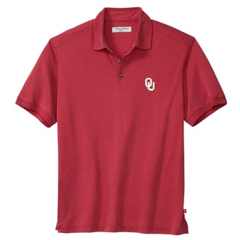 Men's Tommy Bahama Crimson Oklahoma Sooners IslandZone Bay Stripe Polo