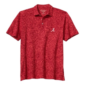 Men's Tommy Bahama  Crimson Alabama Crimson Tide IslandZone Wild Hibiscus Tri-Blend Polo