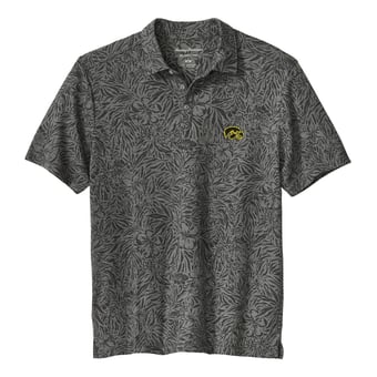Men's Tommy Bahama  Gray Iowa Hawkeyes IslandZone Wild Hibiscus Tri-Blend Polo