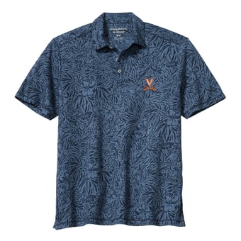 Men's Tommy Bahama  Navy Virginia Cavaliers IslandZone Wild Hibiscus Tri-Blend Polo