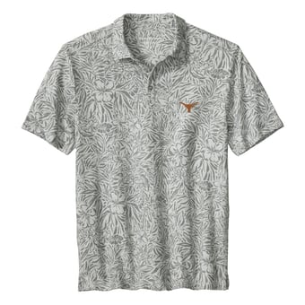 Men's Tommy Bahama  Gray Texas Longhorns IslandZone Wild Hibiscus Tri-Blend Polo