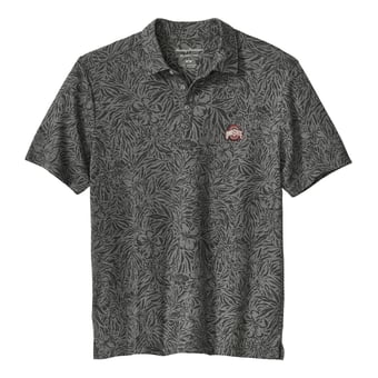 Men's Tommy Bahama  Gray Ohio State Buckeyes IslandZone Wild Hibiscus Tri-Blend Polo