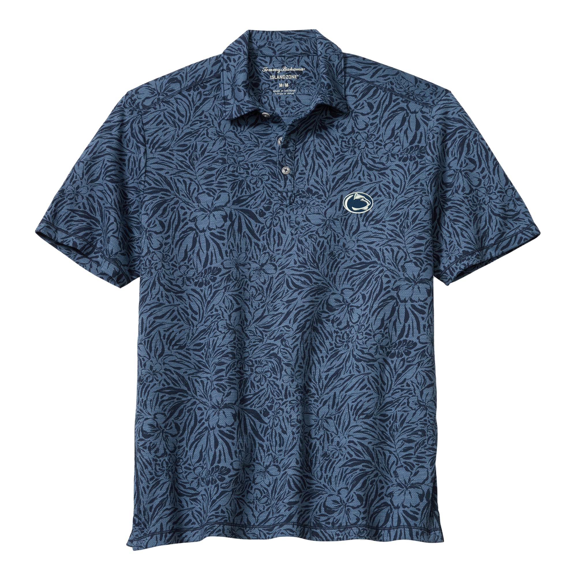 Men's Tommy Bahama Navy Penn State Nittany Lions IslandZone Wild Hibiscus Tri-Blend Polo