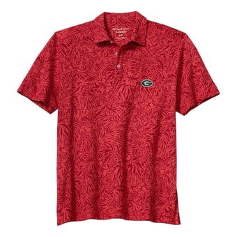 Men's Tommy Bahama  Red Georgia Bulldogs IslandZone Wild Hibiscus Tri-Blend Polo