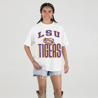 Women's Gameday Couture Cream LSU Tigers Oversized Fierce Focus T-Shirt