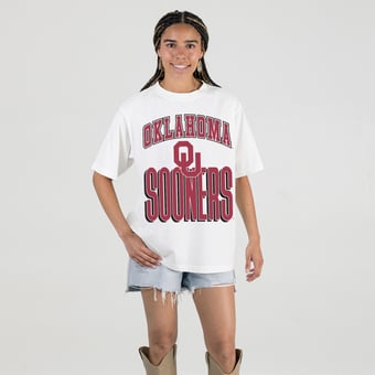 Women's Gameday Couture Cream Oklahoma Sooners Oversized Fierce Focus T-Shirt