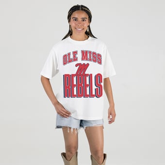 Women's Gameday Couture Cream Ole Miss Rebels Oversized Fierce Focus T-Shirt