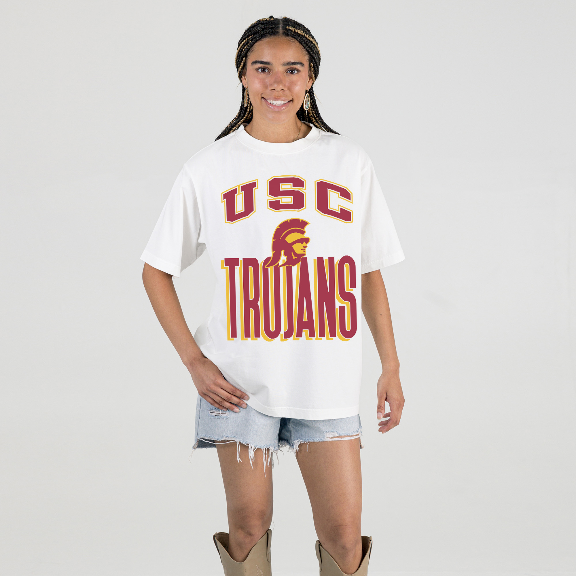 Women’s Gameday Couture Cream USC Trojans Oversized Fierce Focus T-Shirt Women’s Gameday Couture Cream USC Trojans Oversized Fierce Focus T-Shirt