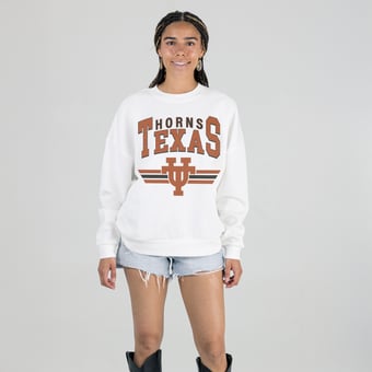 Women's Gameday Couture White Texas Longhorns Oversized Premium Fleece Sweatshirt