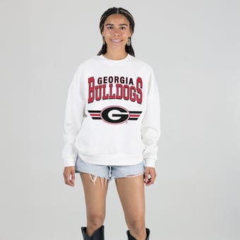 Women's Gameday Couture White Georgia Bulldogs Oversized Premium Fleece Sweatshirt