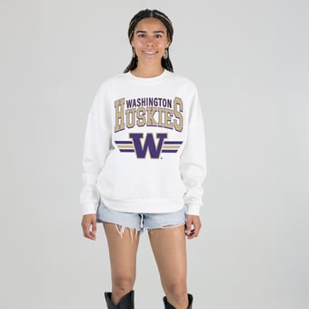 Women's Gameday Couture White Washington Huskies Oversized Premium Fleece Sweatshirt