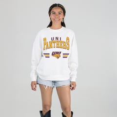 Women's Gameday Couture White Northern Iowa Panthers Oversized Premium Fleece Sweatshirt