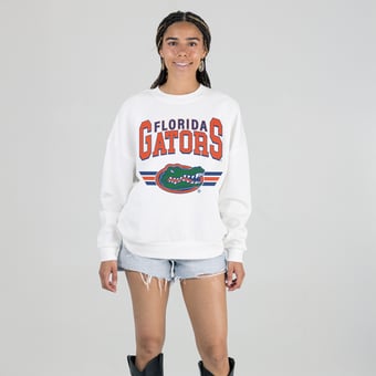 Women's Gameday Couture White Florida Gators Oversized Premium Fleece Sweatshirt