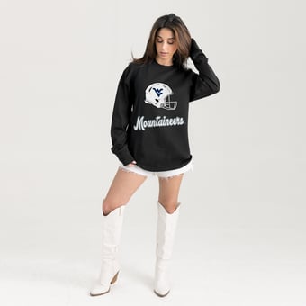 Women's Gameday Couture Black West Virginia Mountaineers Oversized Honor Roll Long Sleeve T-Shirt