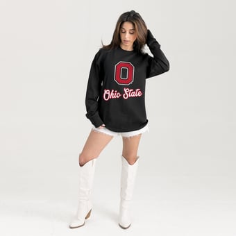 Women's Gameday Couture Black Ohio State Buckeyes Oversized Honor Roll Long Sleeve T-Shirt