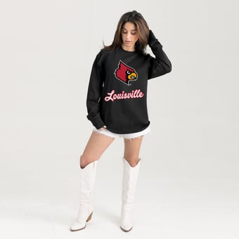 Women's Gameday Couture Black Louisville Cardinals Oversized Honor Roll Long Sleeve T-Shirt