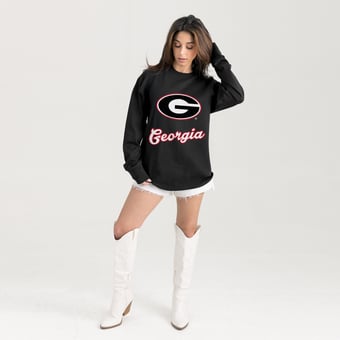 Women's Gameday Couture Black Georgia Bulldogs Oversized Honor Roll Long Sleeve T-Shirt