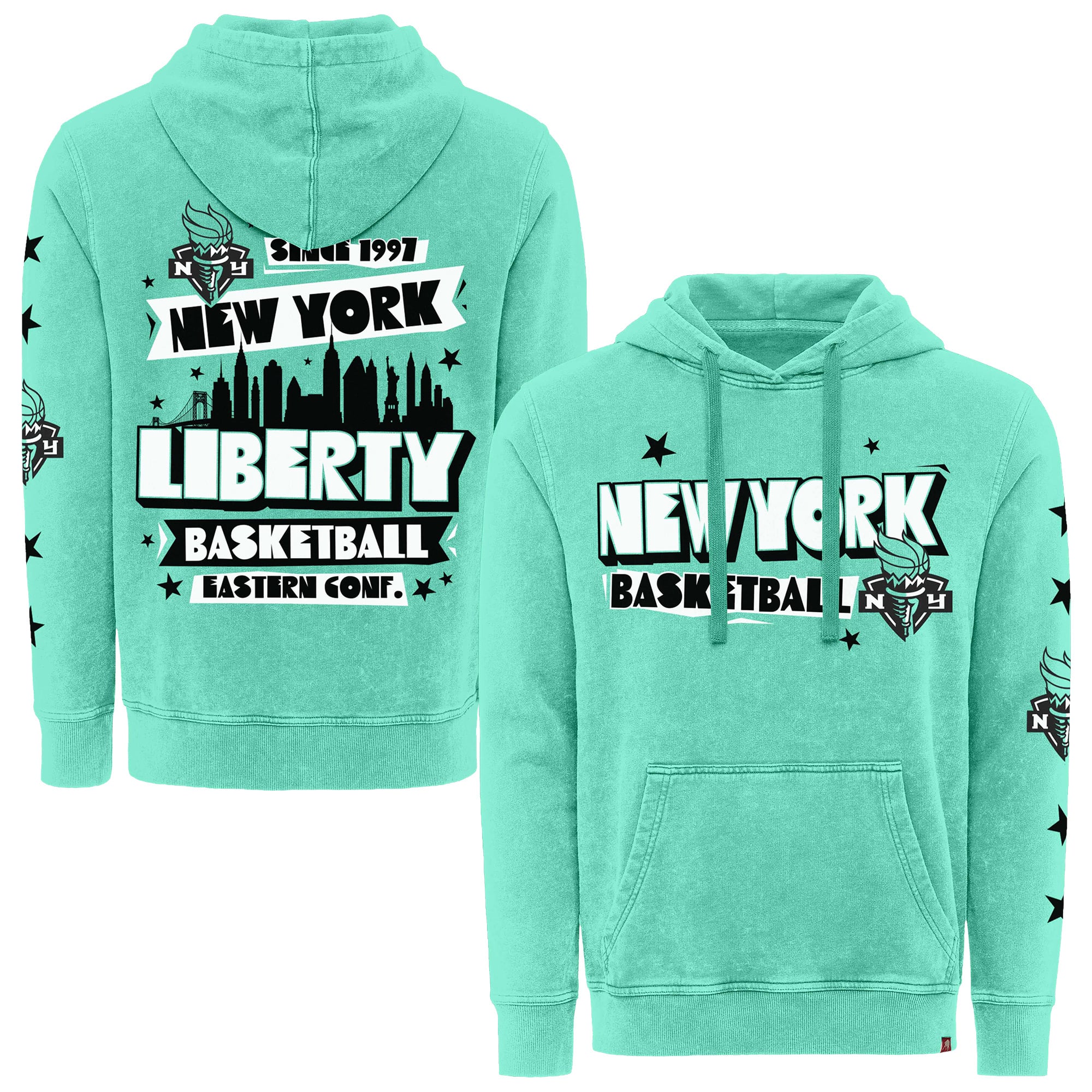 Unisex Sportiqe Mint New York Liberty Mineral Wash Hoodie